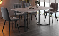 【🎁Para El Hogar seleccionado 】 Juego de Coque 5 Piezas Moderno | Mesa 140x80cm MDF Gris + 4 Sillas Terciopelo Dark Grey | Potas Metal Negro, Estilo Contemporáneo, Ahorra Espacio y Durabilidad para Hogares - details 0