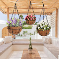 Cesta De Flores Artificiales XIYA FLOWER Eucalipto Rosa Lavanda Decoración De Jardín Colgante Para Fiesta Y Exhibición Material De Plástico - details 12