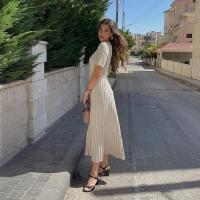 Vestido Largo De Mujer Con Encaje Corto Y Cuello Redondo Estilo Casual Para Primavera Y Verano Vestido De Encaje Slim Fit - details 11