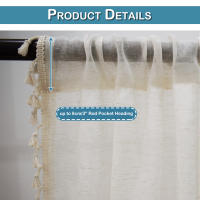 Cortinas De Lino Algodón Para Sala De Estar Boho Crema Semi Transparentes Con Borlas Y Bolsillo Para Rodamiento Voile Cortinas Soltas Para Ventana - details 4