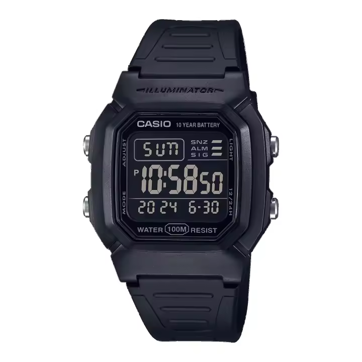 Reloj Digital Casio W-800H-1BVES Hombre Negro Sumergible (100m) - 1