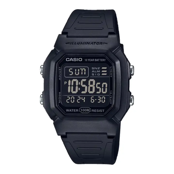 Reloj Digital Casio W-800H-1BVES Hombre Negro Sumergible (100m) - 1