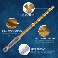 Juego De 13 Piezas De Brocas De Tornillo Hexagonal Platinadas Con Cabezal De Titánio Para Amoladora Eléctrica 1.5-6.5mm Herramienta De Perforación Y Reamado Para Madera - details 2