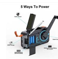 Radio De Emergencia Portátil DAB Con Solar BT FM Alarma SOS 5000 mAh Power Bank Y Lámpara De Lectura Radio Manivela Eléctrica - details 4