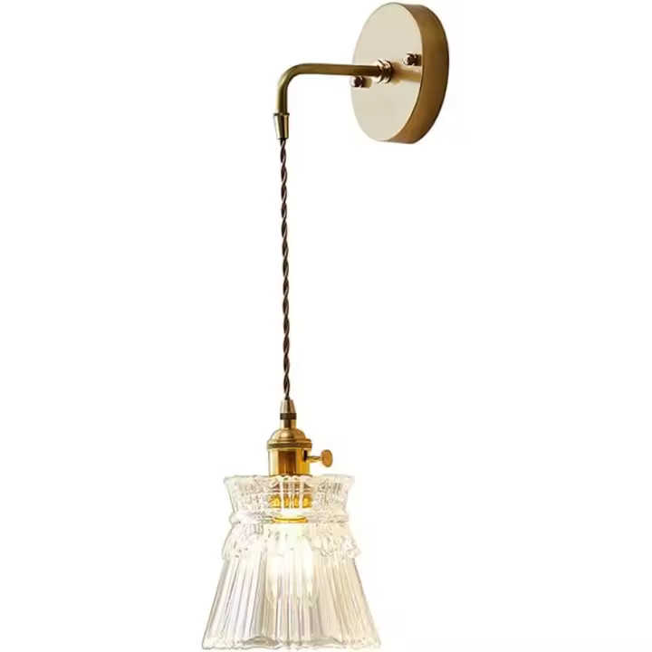 Lámpara de pared LED para interiores de 6 W, creativa lámpara de pared decorativa de cristal de 3000 K, luz de pared de latón moderna en blanco cálido para dormitorio, sala de estar, escalera, pasillo - 1