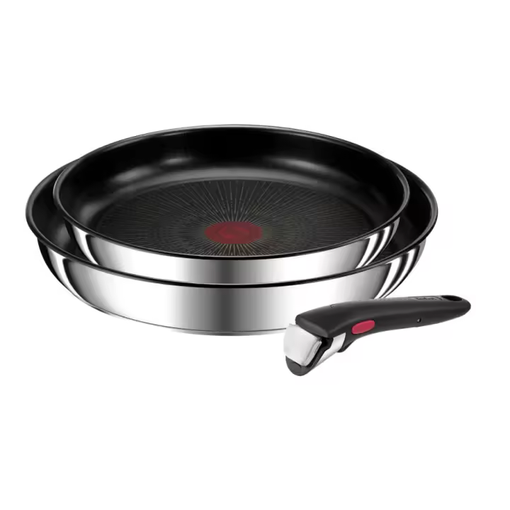 Tefal Ingenio Preference, 22/26 cm + 1 mango extraíble, Inoxacero inoxidable, revestimiento antiadherente seguro, inducción, Francia, versátil, ahorra espacio, indicador de calor L9739002 - 1