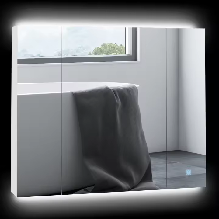 HOMCOM Armario de Baño con Espejo y Luces LED Armario con Espejo para Baño con Estantes Ajustables y USB Mueble para Baño Estilo Moderno 90x15x75 cm Blanco - 1