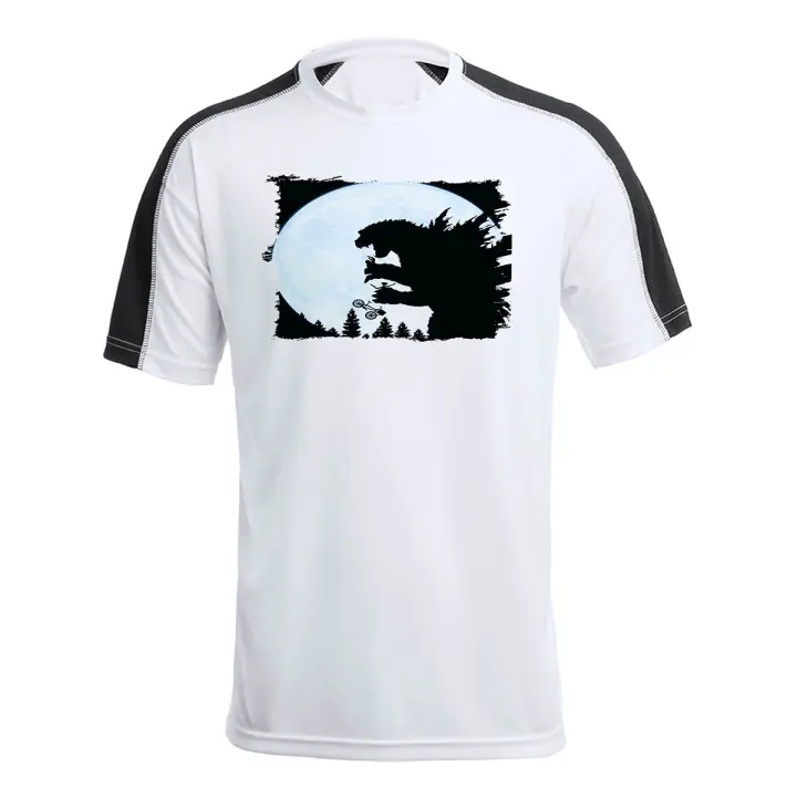 CAMISETA TÉCNICA FRANJA MANGAS NEGRA godzilla dinosaurio legendario extraterrestre tshirt monstruo pelicula et - 1