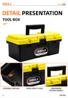 Estuche De Herramientas AIRAJ De 12 Pulgadas Caja Rígida De Plástico Profesional Organizador De Garage Multifuncional Para Eléctricos Almacenamiento De Herramientas Color Amarillo Negro - details 6