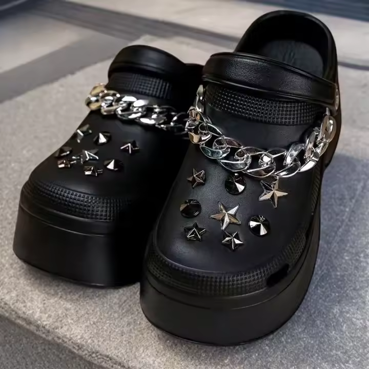 Sandalias De Talón Para Mujer Verano 2025 Con Cadena Y Plataforma Cómodas Para Jardín Y Moda Cierre Pull on Material EVA - 1