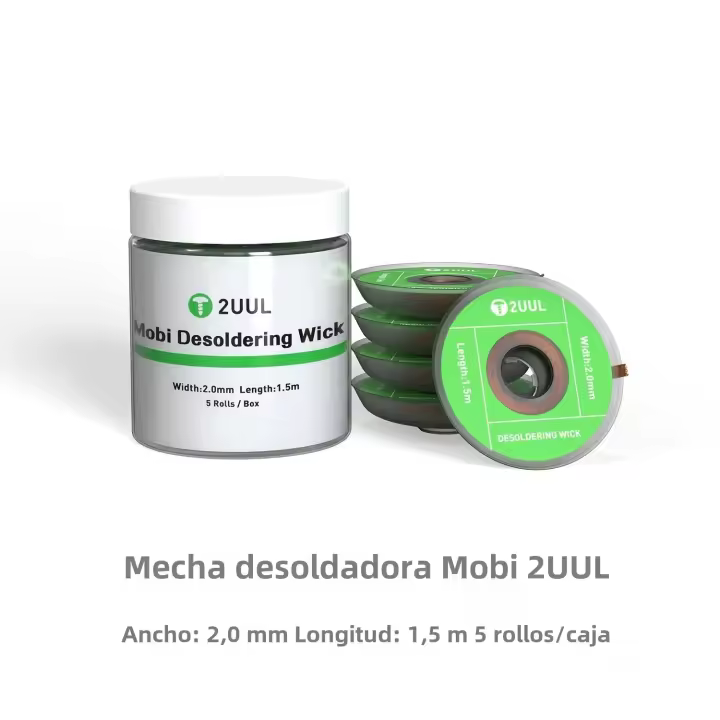 Herramienta De Reparación De Soldadura 2UUL Púa Desoldadora De Tela De Red Con Ancho De 2mm Y Longitud De 1.5m 5 Rolls Para Soldadura De Cobre - 1