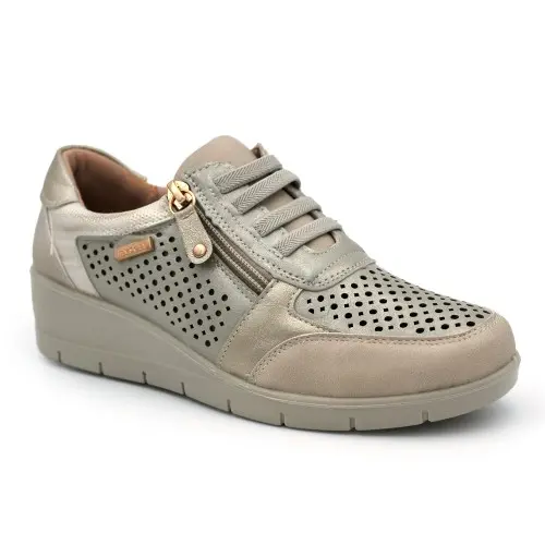 Zapatillas confort mujer MYSOFT 24M206 cuña 5cm con cordones elásticos. - 1
