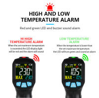 Termómetro Infrarrojo Digital No Contacto Con Láser Portátil Precisión Alta Imagen LCD Alarma De Luz Para Industrial - details 16