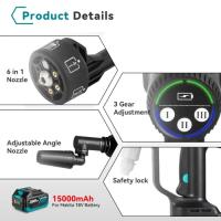 Pistola de agua portátil para lavado de autos, lavadora de alta presión inalámbrica de 200 bares, 3 velocidades + 2 baterías de 15000mAh - details 2