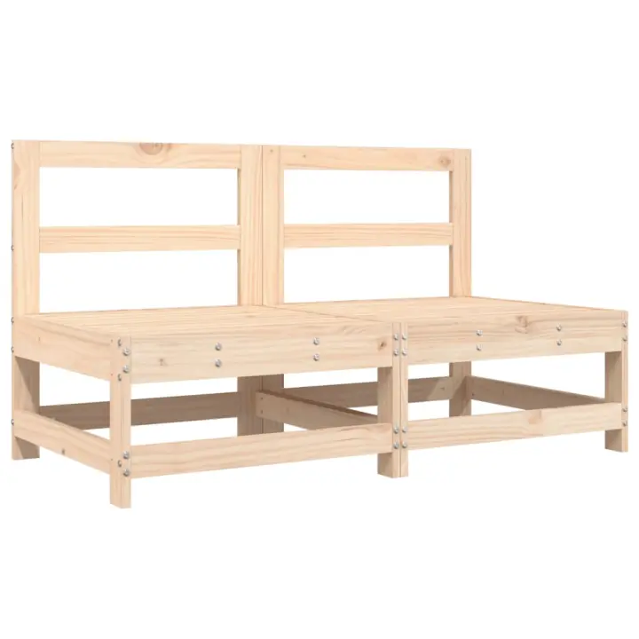 vidaXL Sofás centrales de jardín 2 unidades madera maciza de pino Pino natural, Pino blanco, Pino gris Conjunto Terraza Muebles Jardín Exterior Juego de Muebles de jardín Mueble Jardín Exterior Muebles de Salon Exterior - 1
