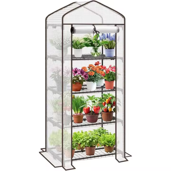 Pop-up Greenhouse Portable, 8 x 6 Green Houses for Outdoor Outside Walk in, Heavy Duty, with Zippered Doors and Windows, PE Cover, for Backyard Garden Patio, Green - 1