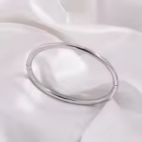 Pulsera De Acero Inoxidable Impermeable Para Mujer Con Plata De Oro Polido Y Superficie Lisa Cuff Bangles Abrochable Joyería Clásica - details 6