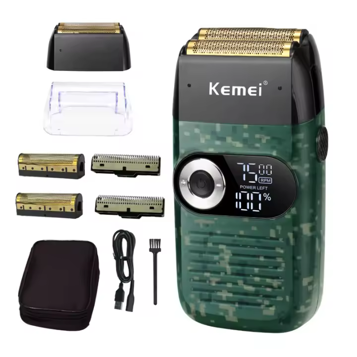 Afeitadora Eléctrica Kemei Para Hombres Recargable Barba Afeitadora Electrónica Flequillo Corte Flotante Barbero Trimmer De Cuidado Del Rostro Máquina De Afeitar - 1