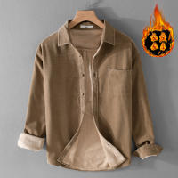 Camisa De Algodón De Corduroy Para Hombres Diseñadora Italiana Calidad Superior Moda Otoño Invierno Talla Grande Cuello Cuadrado Estilo Casual - details 1
