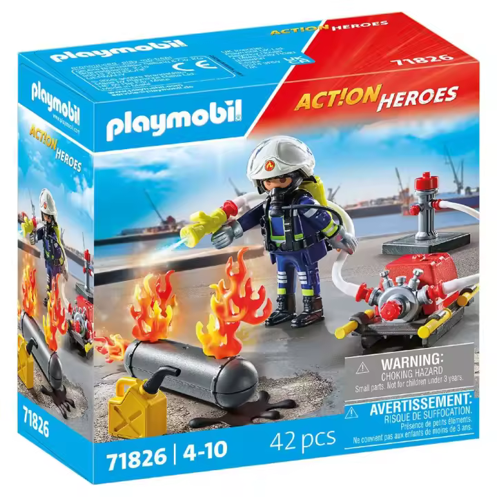 Playmobil Figura De Bombero Con Bomba De Agua - 1