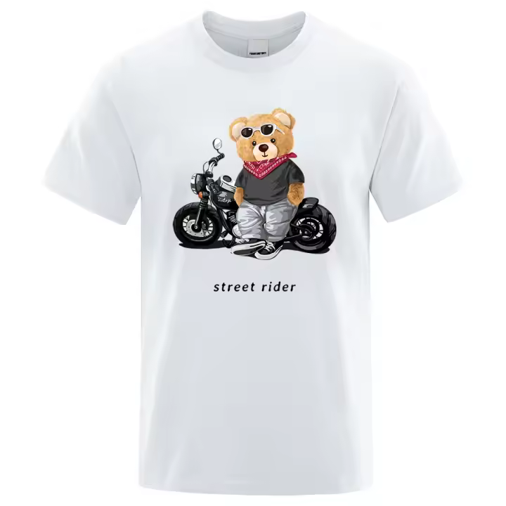 Camiseta De Verano Para Hombre Transpirable Y Ligera Con Estampado De Ted El Motociclista Casual Corta Protección Solar Tejido De Poliéster - 1