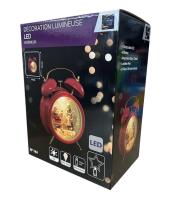 Decoración Reloj despertador Navidad, figura de Papa Noel,  luces LED, copos de nieve de la Navidad,  escena de Santa y del niño, rojo, lleno de agua/interior, funciona con pilas: 3Xaa 1.5V, linterna de Navidad, 1 LED, decoración hogar, decoración navidad - details 3