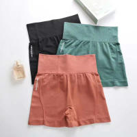 Shorts Deportivos De Cintura Alta Para Mujer Fitness Sin Costuras Delgados Para Ciclismo Y Correr Material De Poliéster - details 5