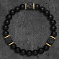 Pulsera De Onix Mate Y Cubo De Lava Para Yoga Y Equilibrio Energético Para Hombres Y Mujeres Joyería Hechicera Natural De Pedrería - details 3