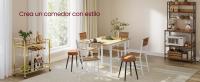 VASAGLE Juego de 2 Sillas de Comedor, Marco de Acero, Estilo Industrial, para Comedor, Salón, Cocina, Gris Carbón y Negro Tinta/Greige Mélange y Gris Mate/Marrón Trigo y Blanco Nube - details 1