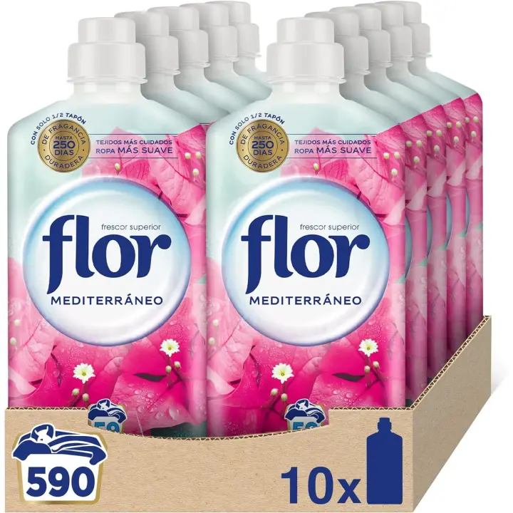 PACK de 10 - Suavizante FLOR para la ropa aroma mediterráneo 10 botellas, 590 dosis - 1