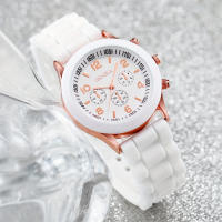 Reloj De Lujo Para Mujer 2Pcs Conjunto Moda Elegante Aleación Pulsera De Silicona Regalo De Vacaciones Para Parejas - details 4