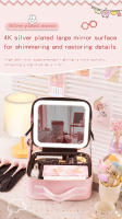Bolso De Maquillaje Para Viaje Con Espejo Grande Iluminado Organizador De Cosméticos Profesional Impermeable Y Partitionable - details 3