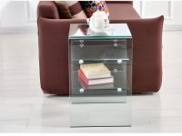 Mesa Auxiliar De Cristal Curvado Con Estantes - 50 x 40 cm - DECOLUNAHOME - details 1