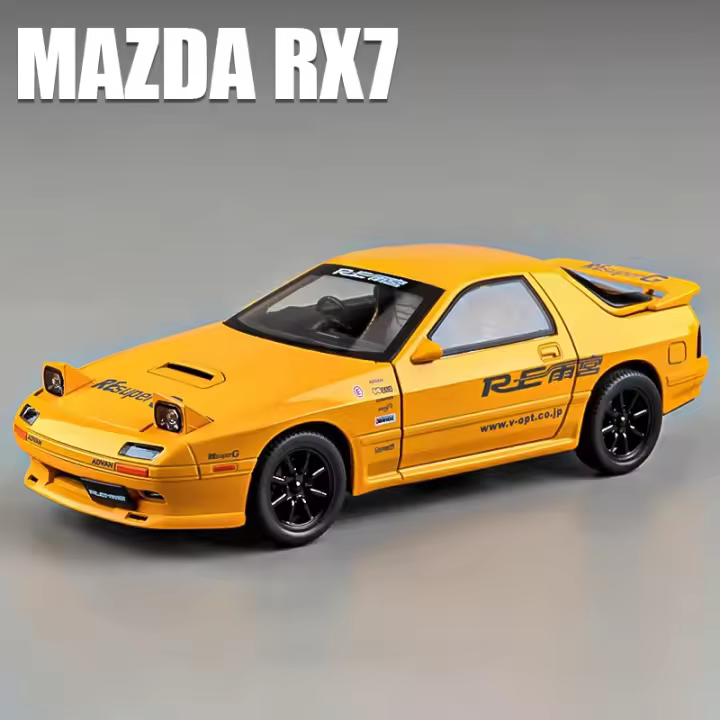 Coche De Acción Initial D Mazda RX7 RX-7 FC Escala 1:24 Con Sonido Y Luz Vehículo Diecast Para Niños Regalos Metal No Requiere Baterías - 1