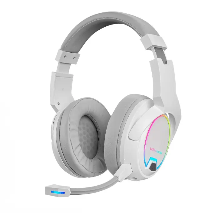 Mars Gaming MHW-100, Auriculares Inalámbricos ARGB Flow, Micrófono ENC Extraíble, Tecnología Inalámbrica 2.4GPRO, Auriculares ARGB Negro o Blanco - 1