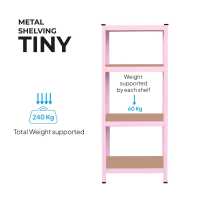 Ociodual Estanteria Metalica Tiny Rosa, Estante Ideal para Hogar, Estanterias Trastero, Muebles, Oficina, Estanterias Almacenaje Divisible, Sin Tornillos, 240kg, 4 Baldas MDF, 150x60x30cm - details 7