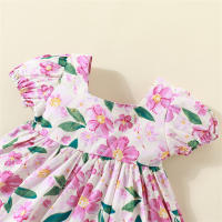 Vestido De Princesa Para Bebé De Verano Vestido De Algodón Con Flores Y Lazo Corto Manga Para Niñas Ropa Dulce De Niños - details 6