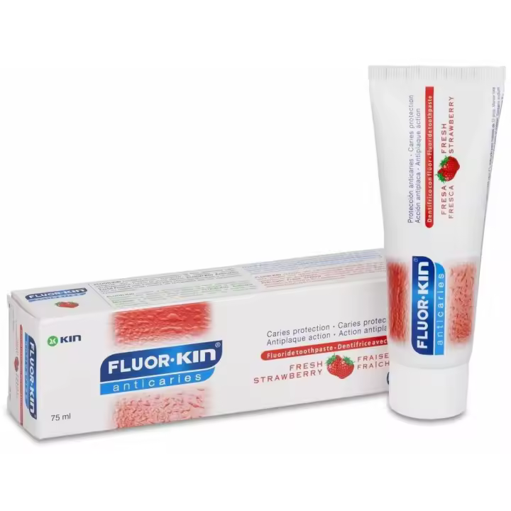 Fluor Kin Anticaries Pasta Dentifrica Fresa Fresca, 75 Ml - 1