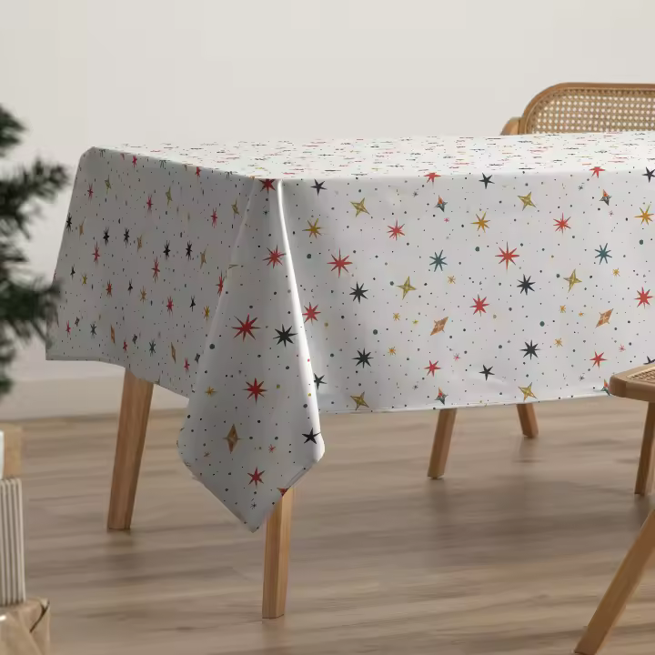 Gamusi Mantel navidad antimanchas algodón estampado impermeable tacto tela STARRY - 1