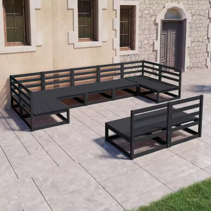 vidaXL Juego de muebles de jardín 9 piezas madera maciza de pino - 1