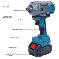 Llave de impacto eléctrica inalámbrica sin escobillas, alta tasa de impacto, gran torque de 3000 N.m, interruptor de velocidad variable, compatible con herramientas eléctricas de batería Makita 18V-21V, adecuada para reparaciones del hogar, bricolaje - details 4