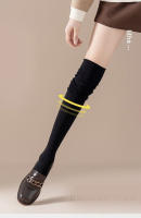 Medias Altas Hasta La Rodilla Para Mujer Algodón Y Poliéster Espesas Para Otoño E Invierno Medias De Punto Con Rayas Verticales Y Colores Sólidos - details 22