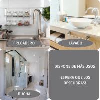 Dispensador de jabón líquido para Cocina y baño con portaestropajo y Estropajo de Cocina Incluido. Dosificador de jabón Blanco Cocina y Baño - details 1
