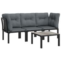 vidaXL Sillones esquina/ mesa/ reposapiés de jardín ratán PE negro y gris sofá de esquina, sofá central, reposapiés Conjunto Terraza Muebles Jardín Exterior Juego de Muebles de jardín Mueble Jardín Exterior Muebles de Salon Exterior - details 2