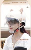 Casco De Motocicleta Eléctrico Con Protección De Orejas Certificado Dot Seguridad Universal Para Todas Las Estaciones Medio Para Adultos Estilo Medio Con Orejas De Gato - details 12