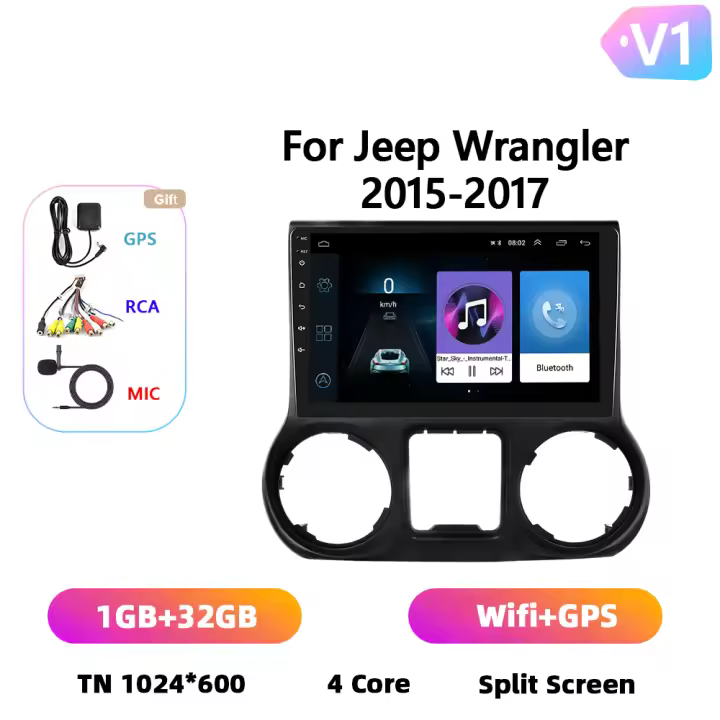 Podofo Radio de coche Android 2 Din para Jeep Wrangler 2015 2016 2017 Carplay 8+128GB AI Voice WIFI+4G DSP GPS Navegación Multimedia Reproductor de Video - 1