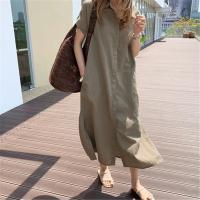 Vestido Camisa De Mujer REALEFT 2024 Primavera Lino Monabroca Con Bolsillo Cintura Alta Casual Suéter Solido Con Cordón - details 1