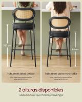Conjunto de 2 Taburetes de Bar Altos en Ratán Bohemio - con Respaldo Curvado, 48.2x45.7x104.7 cm, Marrón Caramelo o Negro Tinta - details 8