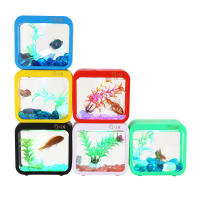 Acuario Pequeño Creativo Con Luz Colorido Y Desmontable Para Betta Sin Batería Seca Incluida Ecología Mini Escenario Acuático - details 1