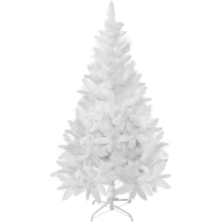 【DELUXE】Árbol de Navidad 150 cm 480 Ramas, con Decoracion Incluido, 36 Bolas y Punta de Arbol, Arbol Artificial Blanco Plegable Ignífugo con 480 puntas de Hojas de PVC Apertura Automática y Soporte Metálico Decoración Navideña para Interiores Blanco - 1